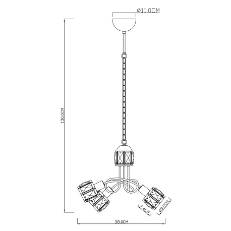 Závesné svietidlo, kov nikel matný, chróm, sklenený kryštál priehľadný, 1x vrátane LED , Ø380, V:130 4