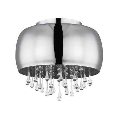 Stropné svietidlo, chróm, sklo dymové, sklenené krištále priehľadné, Ø350, V:280, bez žiaroviek 5xE1 9