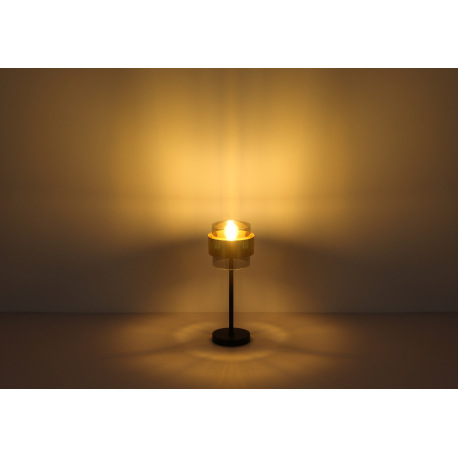 Stolová lampa, kov čierny matný, sklo, mosadz, vypínač, ø: 180mm, V: 470mm, dĺžka 1500mm, bez žiarov 16