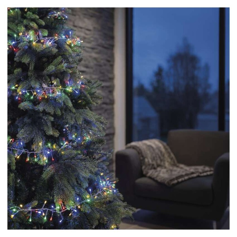 LED nano reťaz na cievke, strieborný, 14,4 m, multicolor, časovač 9