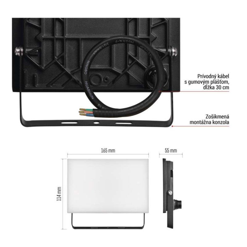 LED reflektor TAMBO, 30 W, 3000 lm, IP65, čierny 10