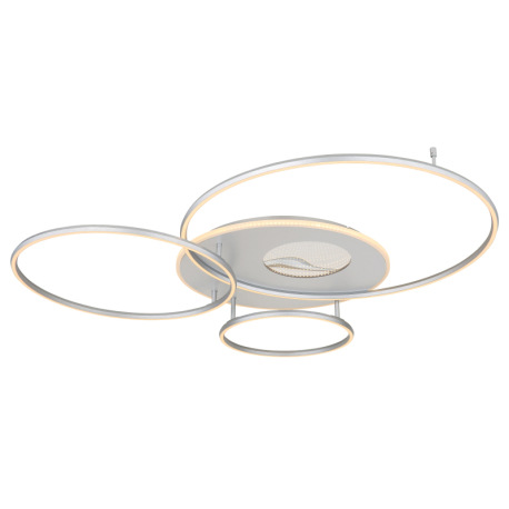 Stropné svietidlo, hliník matný strieborný, plast biely, akryl, zrkadlový 3D efekt, stmievateľné, ni 19