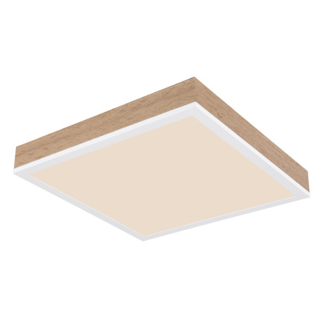 Stropné svietidlo hliník biely matný, MDF imitácia dreva, plast biely, DxŠxV: 300x300x60mm, LED 12W