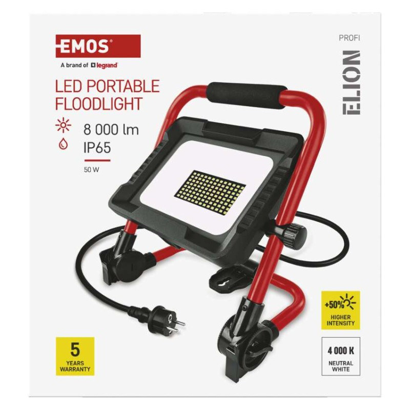 LED reflektor ELION 50W, červeno-čierny, IP65, 8000 lm, neutrálna biela 13