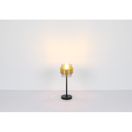 Stolová lampa, kov čierny matný, sklo, mosadz, vypínač, ø: 180mm, V: 470mm, dĺžka 1500mm, bez žiarov 17