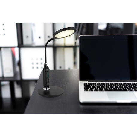 Stolná lampa plast čierny matný, chróm, plast satin, dotykové zapínanie/vypínanie, plynulé dotykové 1