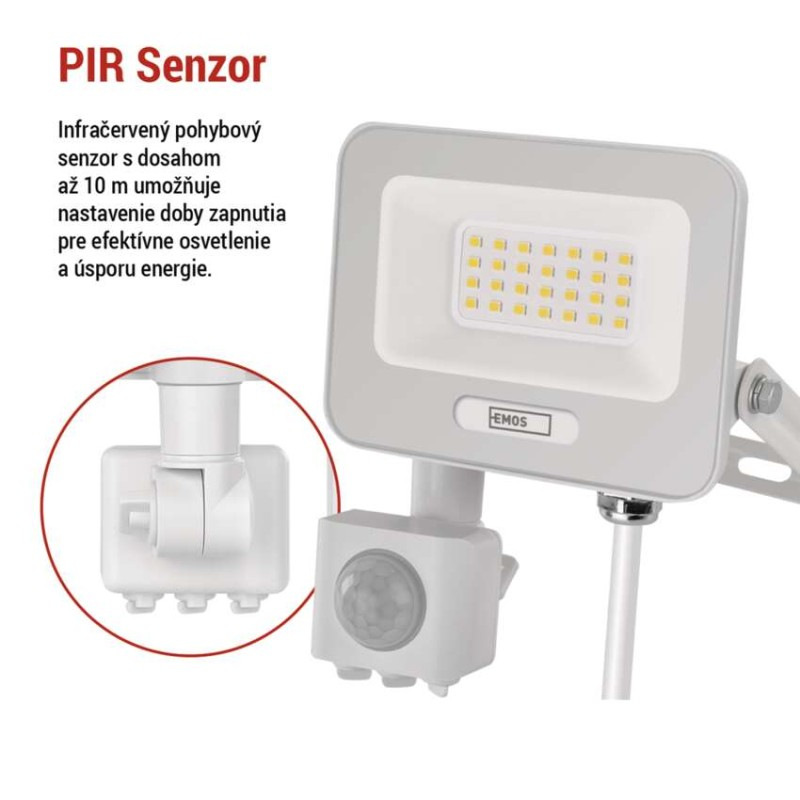 LED reflektor GLARO s pohybovým čidlom, 20 W, biely, IP54, 2000 lm, neutrálna biela 7