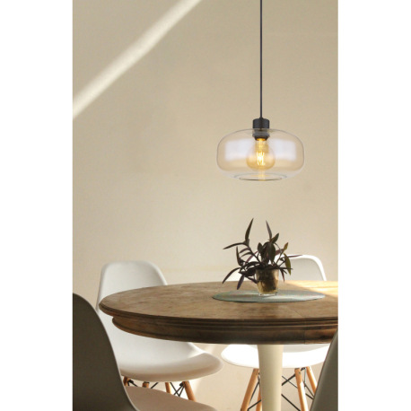 Závesné svietidlo kov čierny matný, sklo jantárové, možnosť nastavenia výšky, ø: 280mm, V: 1200mm, b 8