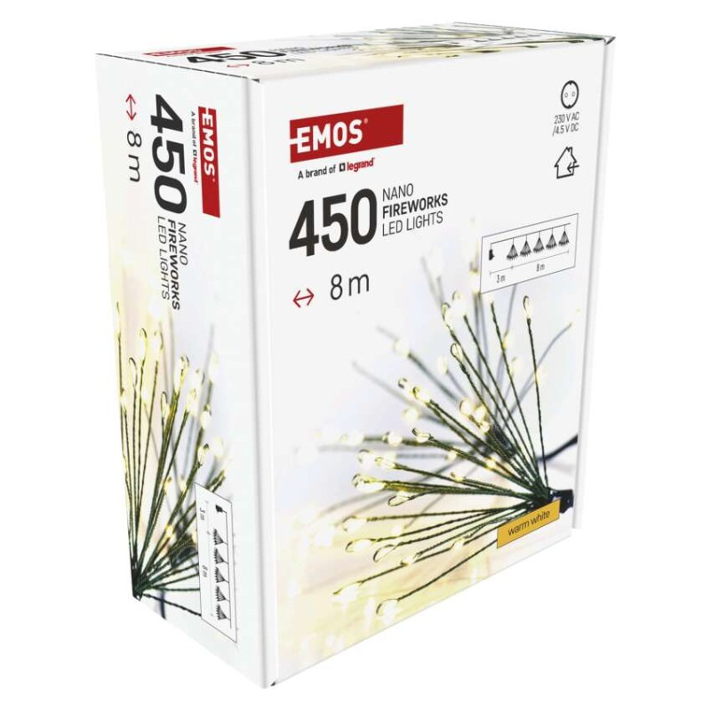 LED svetelná reťaz – svietiace trsy, nano, 8 m, vnútorná, teplá biela, časovač 9