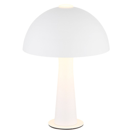 Stolná lampa z matného bieleho kovu, kábel z čierneho PVC, kolískový vypínač na kábli, ø: 200 mm, V: