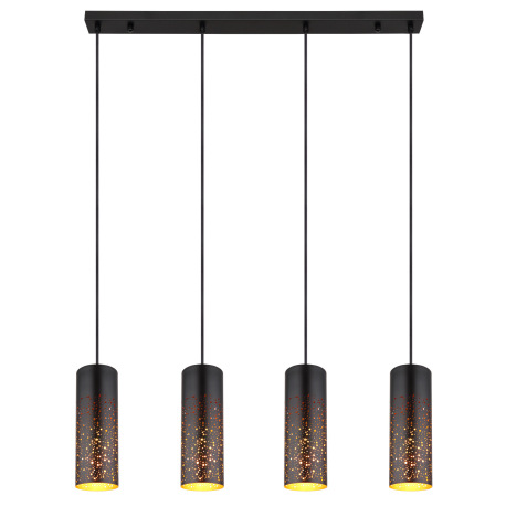 Závesné svietidlo kov čierny matný, kov čierny matný, ozdobné dierovanie zlatej farby, textilný kábe 3