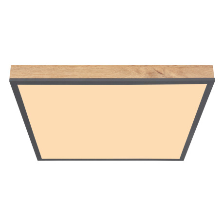 Stropné svietidlo, hliník, grafit, imitácia dreva, akryl biely, rám vo vzhľade dubu, DxŠxV: 450x450x 3