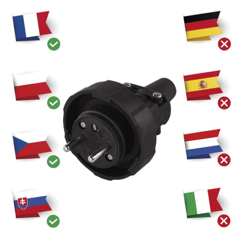 Gumová vidlica pre predlžovací kábel, čierna 1