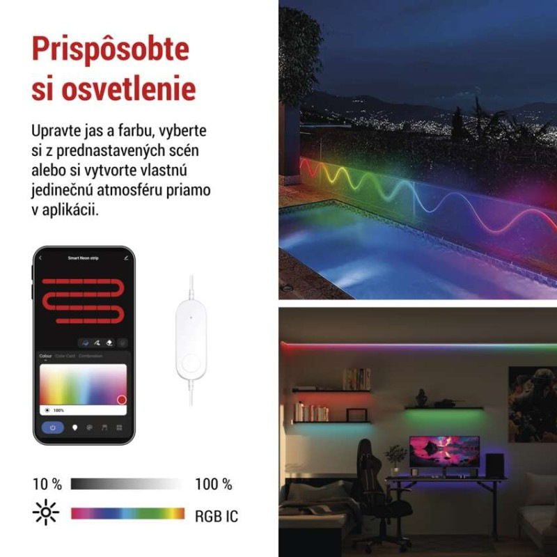 GoSmart Flexibilný LED pásik NEON biely, 5 m, 33 W, RGBIC stmievateľný, WiFi 2