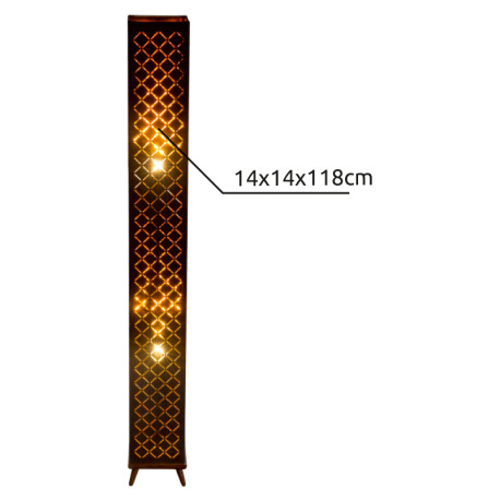 Stojanová lampa, kov, nikel, textil čierny a zlatý, kábel 1,8 m, tienidlo s ozdobným dierovaním, vyp 6