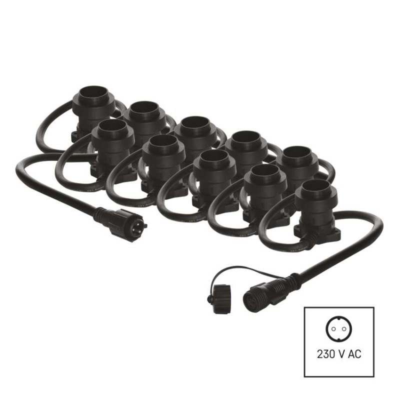 Spojovacia svetelná reťaz na 10 žiaroviek E27 bez prívodu, 7,35 m, vonkajšia aj vnútorná 4