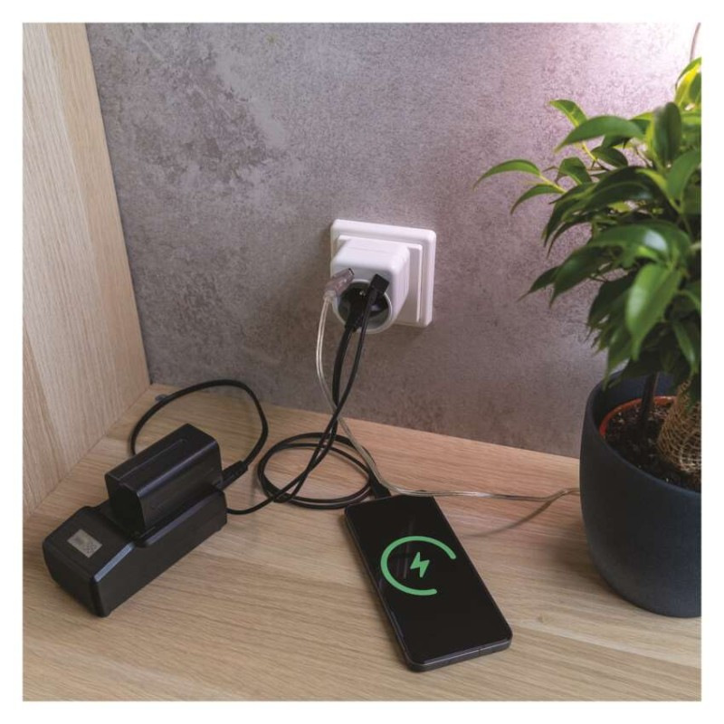 Rozbočovacia zásuvka 1×, 1×USB-A+1×USB-C, biela 7