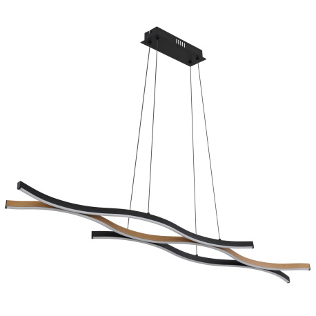 Závesné svietidlo kov čierny matný, plast biely, hliník čierny matný, hliník imitácia dreva, kábel P 9