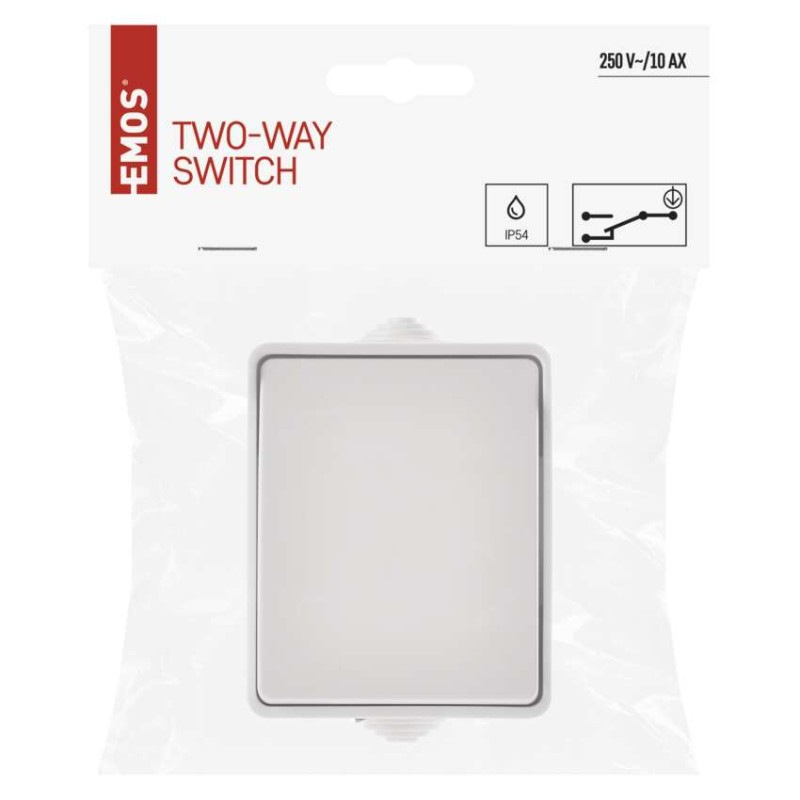 Vypínač nástenný schodiskový č. 1,6 IP54, 1 tlačidlo 3