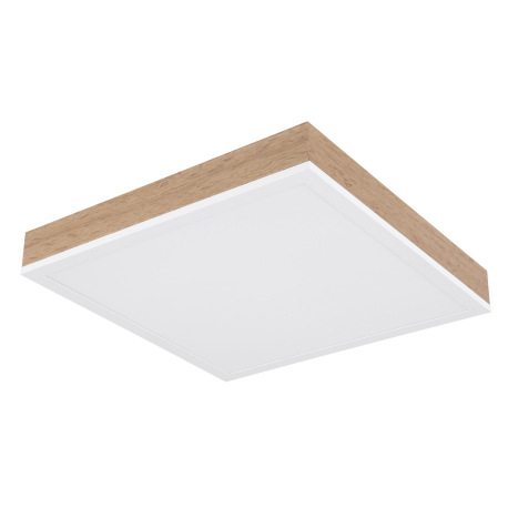 Stropné svietidlo hliník biely matný, MDF imitácia dreva, plast biely, DxŠxV: 300x300x60mm, LED 12W 2