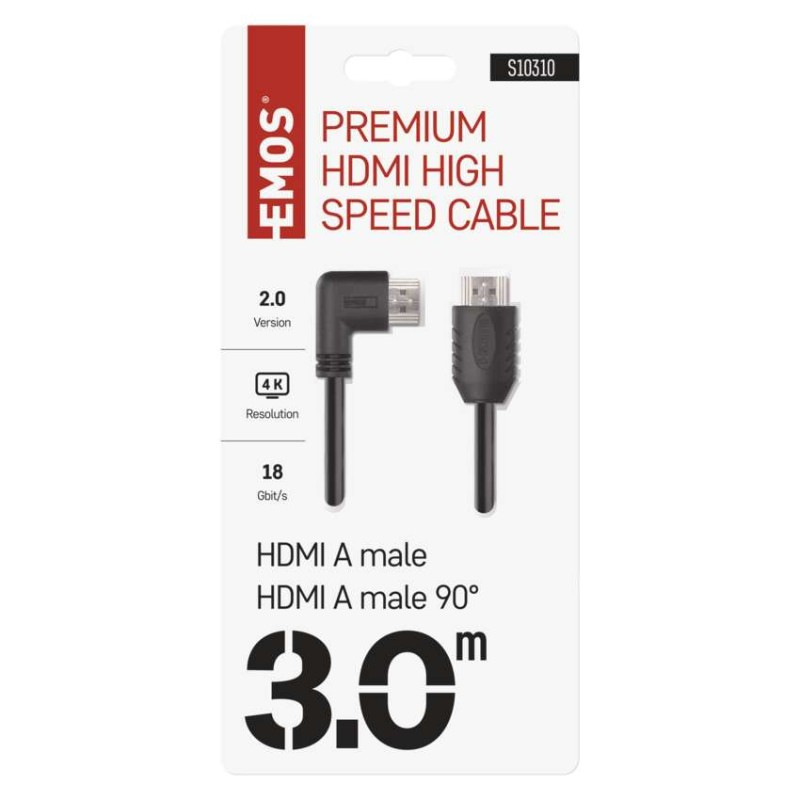 HDMI 2.0 high speed kábel A vidlica – A vidlica 90° 3m 1