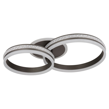 Stropné svietidlo, kov a hliník titánová farba, plastové krištále, akryl biely, stmievateľné, viac ú 2