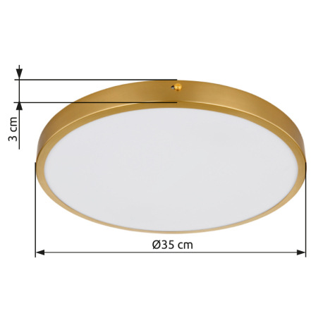 Stropné svietidlo kov mosadz matná farba, plast biely, ø: 350mm, V: 30mm, LED 22W 230V, 2220lm zdroj 14