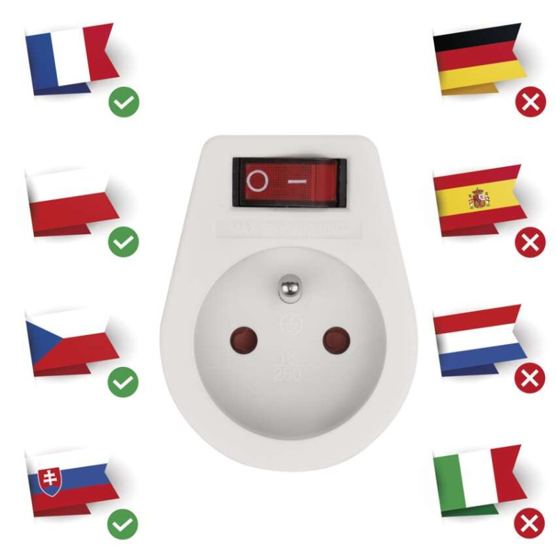 Zásuvka s vypínačom, biela 1