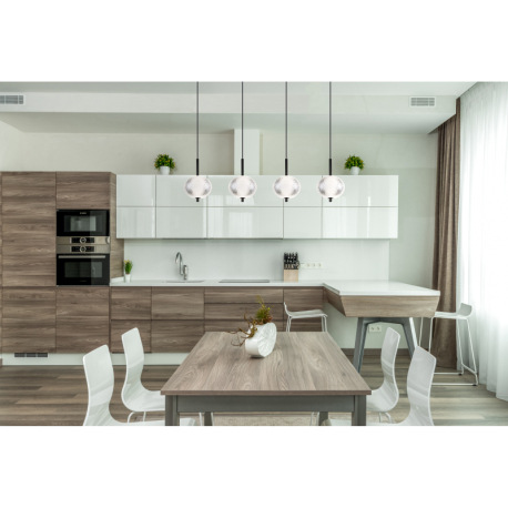 Závesné svietidlo, kov čierny matný, číry akryl, kábel PVC čierny, niekoľko úrovní pomocou nástennéh 1