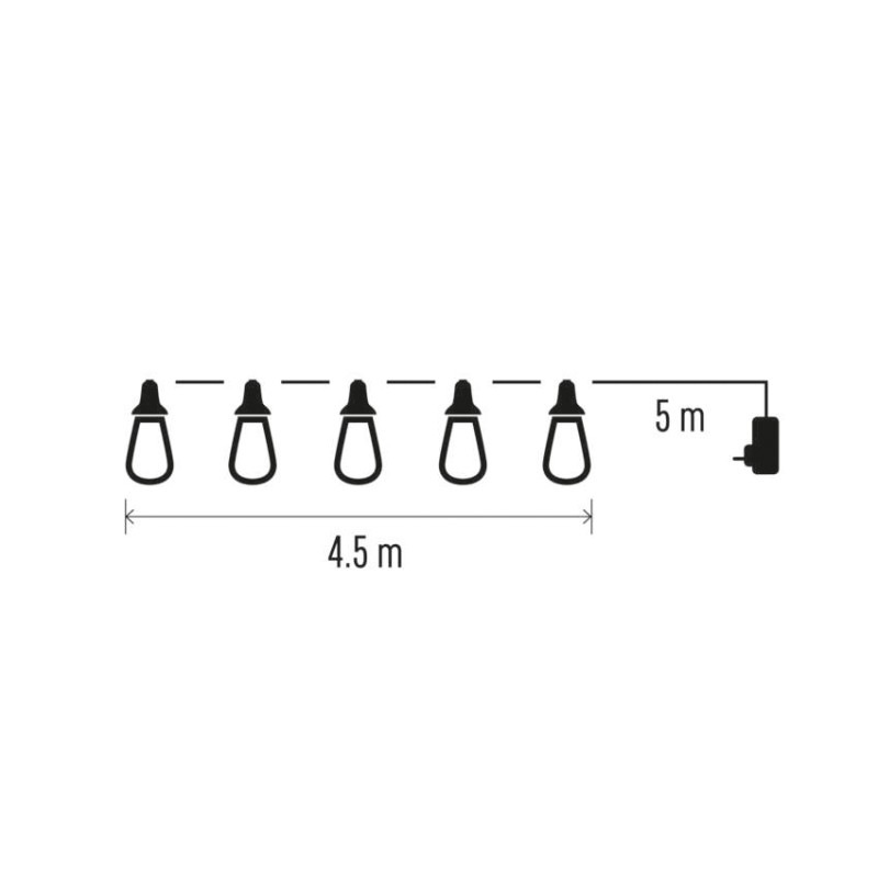 LED svetelná reťaz – 10× párty žiarovky, 4,5 m, vonkajšie a vnútorné, vintage 1