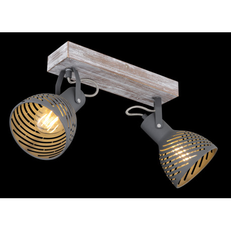 Nástenné svietidlo, drevo nabielené, kov sivý modrý, tienidlo s ozdobnými štrbinami, DxŠxV:300x125x2 10