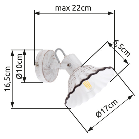 Nástenné svietidlo, kov biely a čierny, keramika biela a čierna, ŠxV: 170x165, H: 220, bez žiaroviek 10