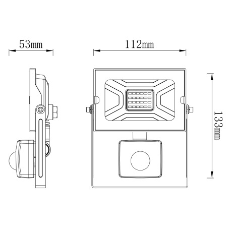Vonkajšie svietidlo, hliník, priehľadné sklo, nastaviteľné, IP44, snímač: V: 1-3m, 110 °, detekcia a 8