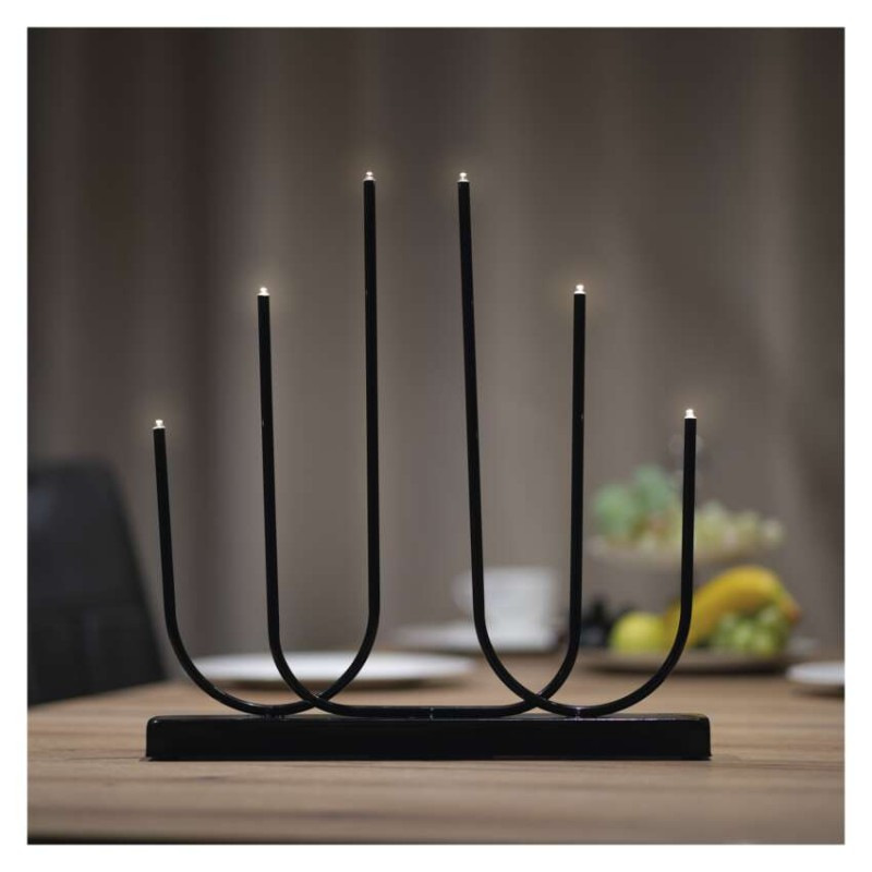 LED svietnik kovový čierny, 40 cm, 2x AA, vnútorný, teplá biela 4