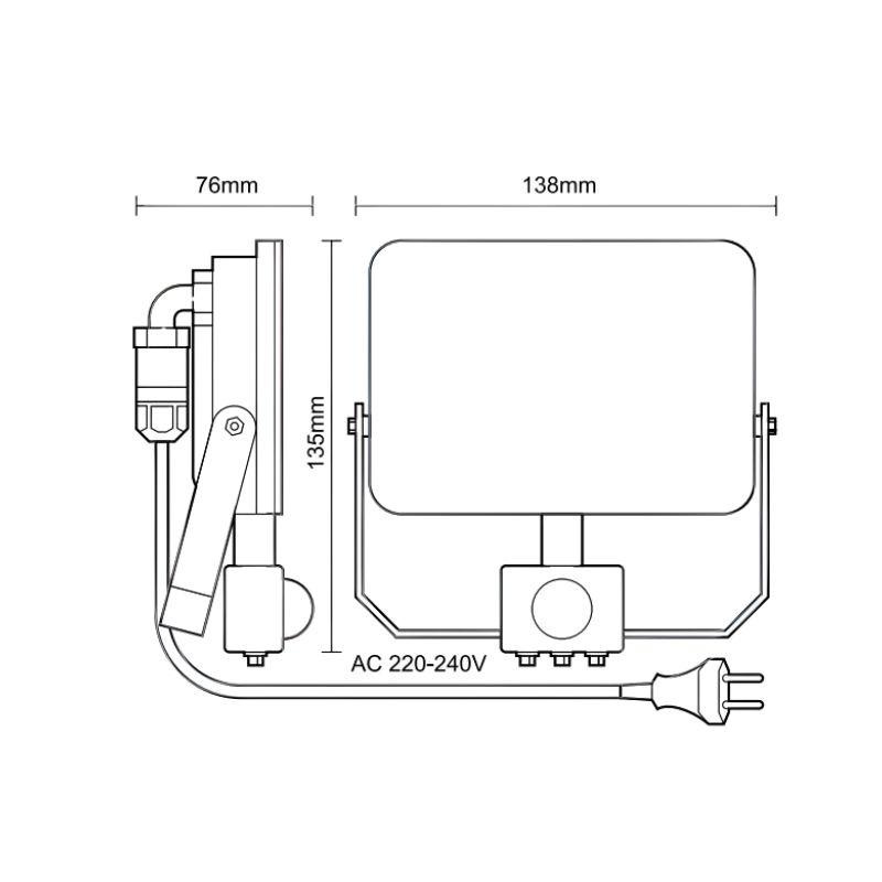 Vonkajší čierny LED reflektor so senzorom 20W / 4000K - LF7022S 7