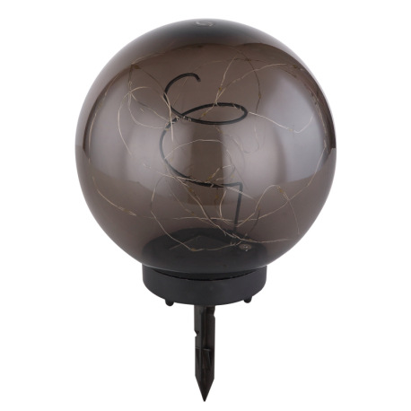 Solárne svietidlo, plast, plast dymový, LED pás vo vnútri, IP44, vypínač, akumlátor AA 600mAh 1,2V, 9