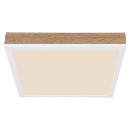 Stropné svietidlo hliník biely matný, MDF imitácia dreva, plast biely, DxŠxV: 300x300x60mm, LED 12W 8