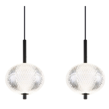 Závesné svietidlo, kov čierny matný, číry akryl, kábel PVC čierny, niekoľko úrovní pomocou nástennéh 16