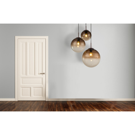 Závesné svietidlo, kov hnedý, sklo jantárové, 3 gule Ø 20 - 25 - 30 cm, Ø 510, V: 1200, bez žiarovie 1