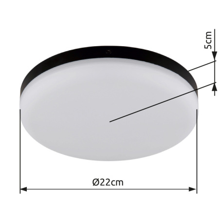 Stropné svietidlo, plast čierny, plast biely, ø: 220mm, V: 50mm, vrátane LED 12W 230V, zdroj 1430lm, 10
