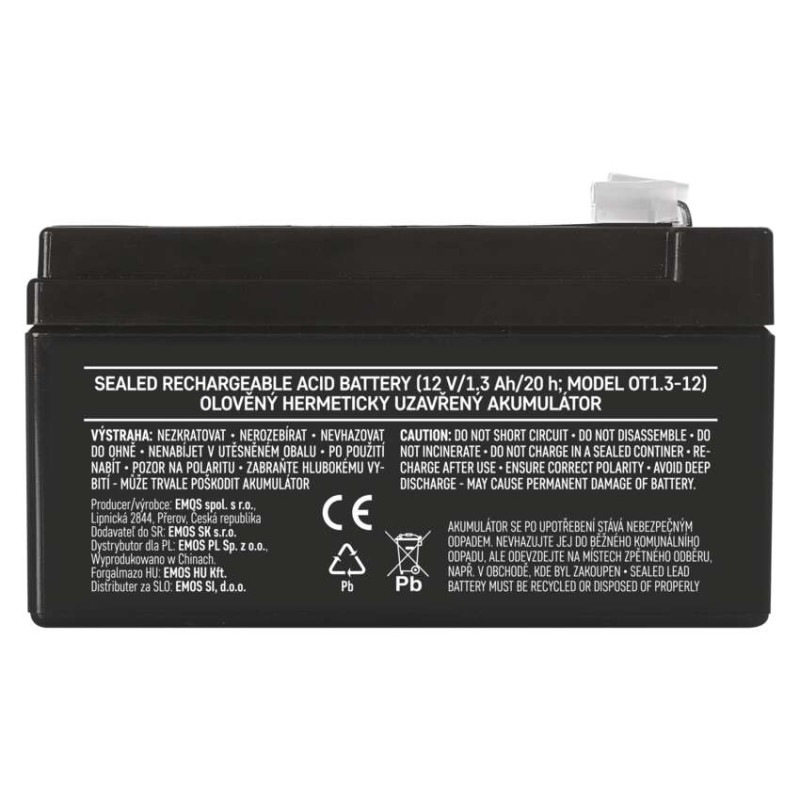 Bezúdržbový olovený akumulátor 12 V/1,3 Ah, faston 4,7 mm 4