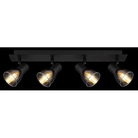 Stropné svietidlo, kov čierny, dymové sklo, DxŠxV:500x70x155mm, bez žiaroviek 4x E14, max. 40W 230V 16