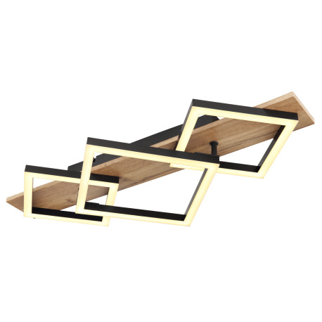 Stropné svietidlo, kov čierny matný, MDF so vzhľadom dreva, plast čierny matný, plast biely, DxŠxV: