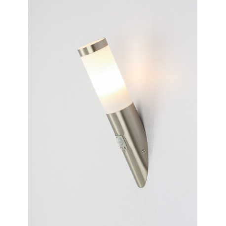 Vonkajšie svietidlo, nerezová ocel, plast biely, IP44, senzor: 90 °, dosah:2-8m, Ø 76, V: 405, H: 17 6