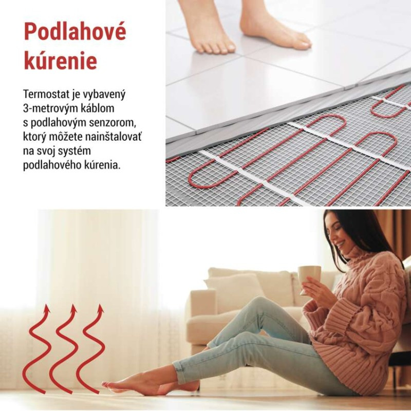 Podlahový programovateľný drôtový WiFi GoSmart termostat P56S01F 5