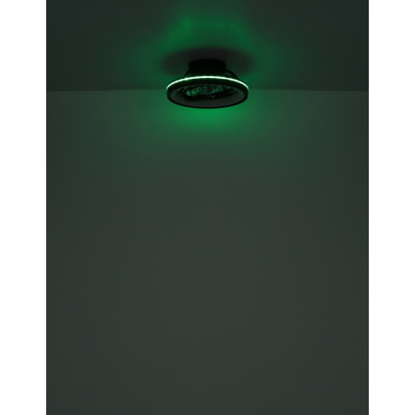 Stropný ventilátor, plast čierny/biely, stmievateľný, niekoľko úrovní cez nástenný spínač, pamäť, no 14