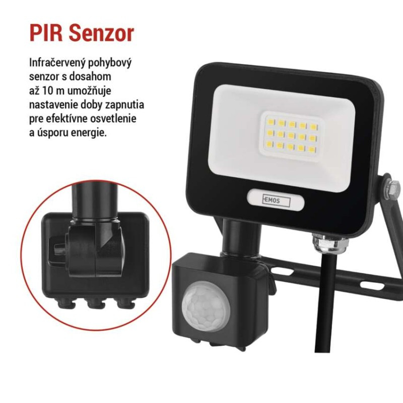 LED reflektor GLARO s pohybovým čidlom, 10 W, čierny, IP54, 1000 lm, neutrálna biela 7