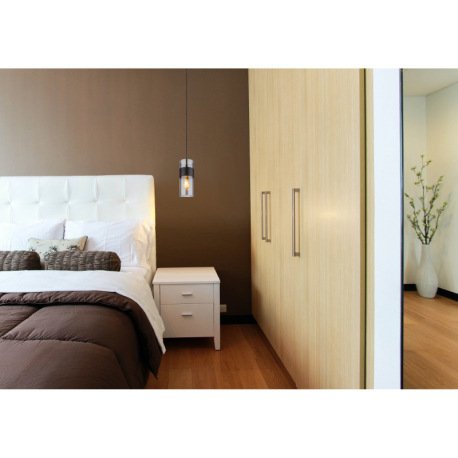 Závesné svietidlo, kov čierny matný, sklo dymovej farby, textilný kábel čierny, možnosť skrátenia vý 1