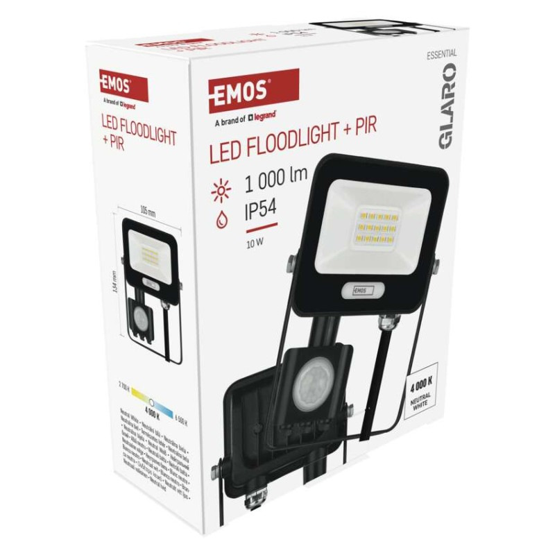 LED reflektor GLARO s pohybovým čidlom, 10 W, čierny, IP54, 1000 lm, neutrálna biela 14