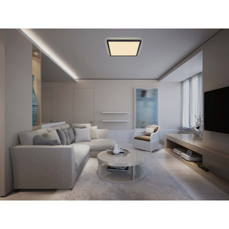 Stropné svietidlo, plast čierny/satinovaný, plast biely, podsvietenie, 3 úrovne osvetlenia pomocou n 1